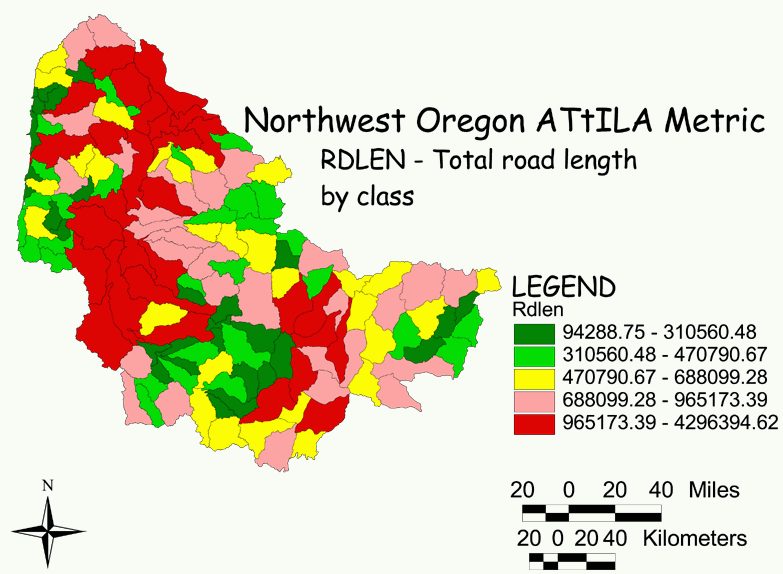 Large Image of Northwest Oregon Road Length