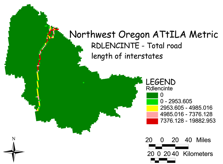 Large Image of Northwest Oregon Interstate Length