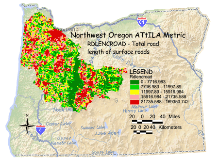 Image of Northwest Oregon Surface Road Length
