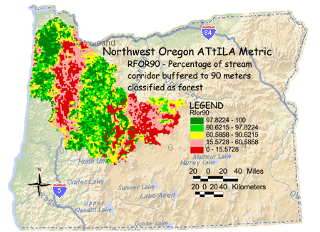 Image of Northwest Oregon Forest/Stream Corridor 90 Meter Buffer
