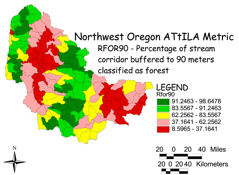 Large Image of Northwest Oregon Stream Corridor/Forest 90 Meter Buffer