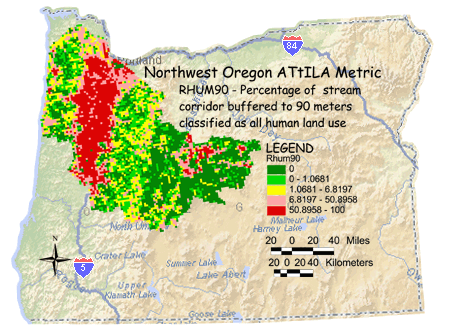 Image of Northwest Oregon Human Land Use/Stream Corridor 90 Meter Buffer