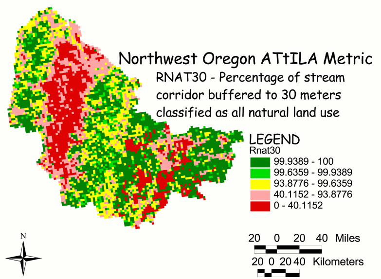 Large Image of Northwest Oregon Natural Use/Stream Corridor 30 Meter Buffer