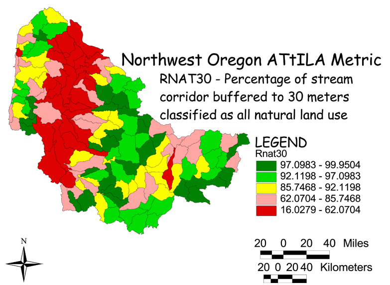 Large Image of Northwest Oregon Stream Corridor/Natural Land Use 30 Meter Buffer