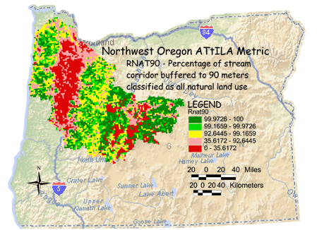Image of Northwest Oregon Natural Use/Stream Corridor 90 Meter Buffer