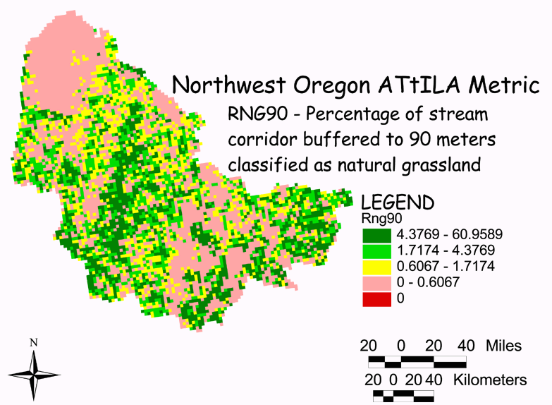 Large Image of Northwest Oregon Land/Stream Corridor 90 Meter Buffer