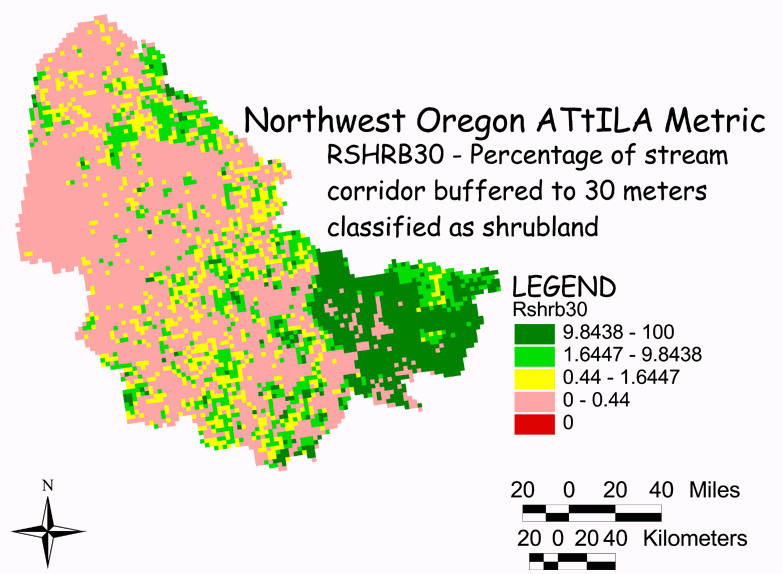 Large Image of Northwest Oregon Shrub Land/Stream Corridor 30 Meter Buffer