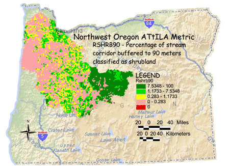 Image of Northwest Oregon Shrub Land/Stream Corridor 90 Meter Buffer