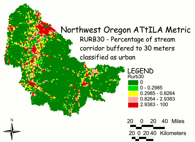 Large Image of Northwest Oregon Urban/Stream Corridor 30 Meter Buffer