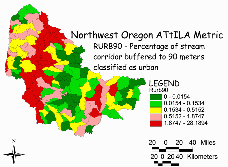 Large Image of Northwest Oregon Stream Corridor/Urban 90 Meter Buffer