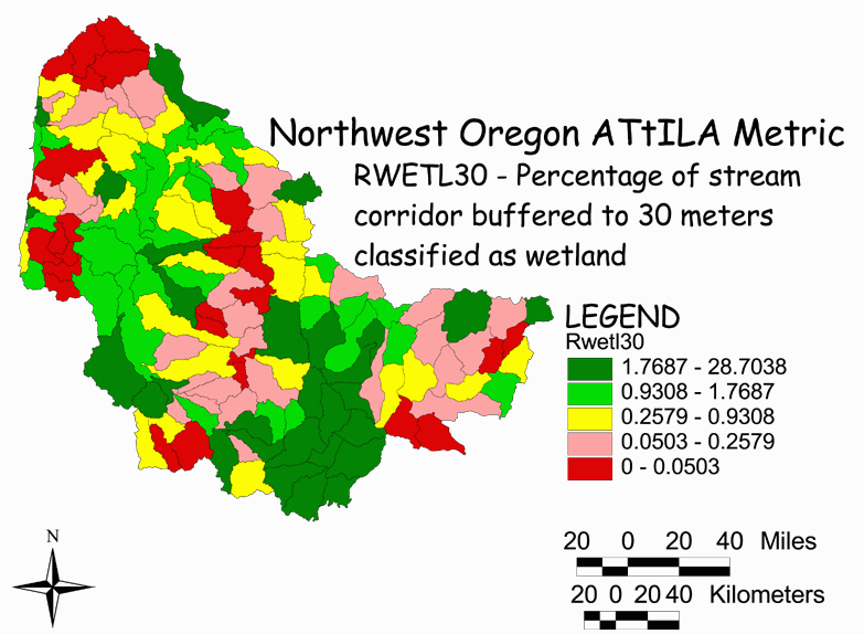 Large Image of Northwest Oregon Stream Corridor/Wetlands 30 Meter Buffer