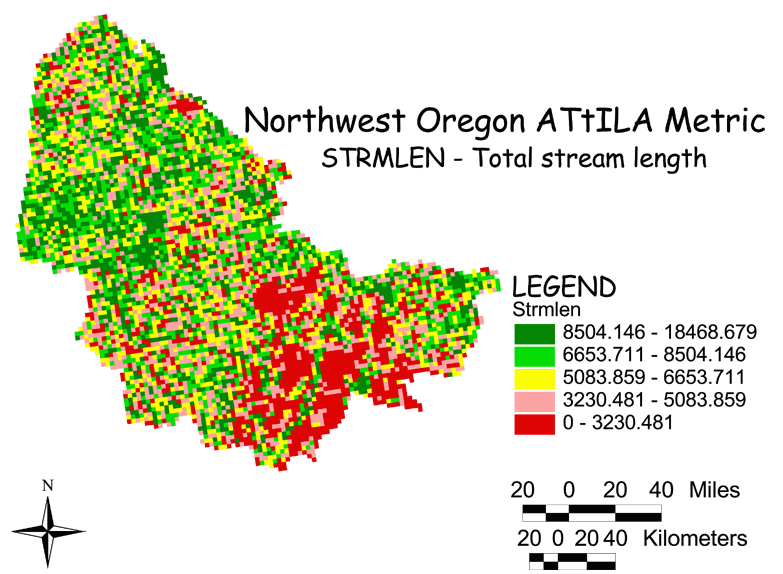 Large Image of Northwest Oregon Stream Length