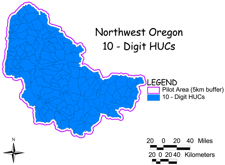 Large Image of Northwest Oregon 10 Digit HUCs