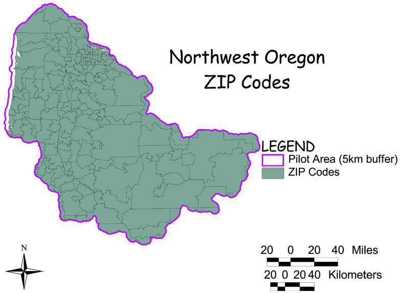 Large Image of Northwest Oregon Zip Codes