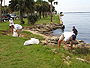 US Marines lead a shoreline clean-up effort.