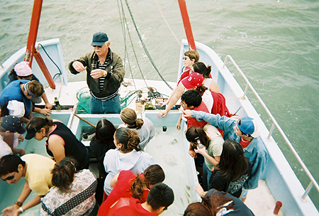 Students from rural South Texas schools participate in Aquatic Science Field Trips which include kayak exploration and a trip aboard Sea Grant's floating classroom.