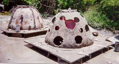 A concrete reef ball drying in the sun. (Notice the unplanned mickey<br />
            design!)