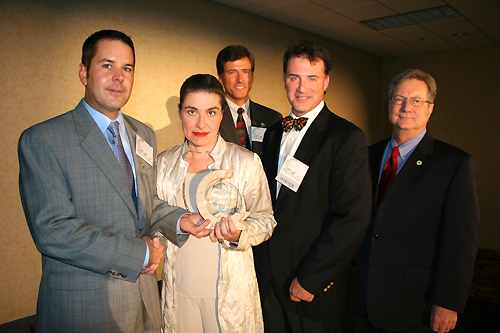 Presentation of the Gulf Guardian Award for Civic/Nonprofit Organization, 3rd Place, to Scenic Galveston Inc. for their project, "Virginia Point Peninsula Preserve". From left to right, pictured are Jeff Dallarosa, Lalise Whorton Mason, Gulf of Mexico Program Director Bryon Griffith, Greg Mason, and EPA Region 6 Administrator Richard Greene.