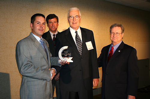 Presentation of the Gulf Guardian Award for the Individual Category, 3rd Place, to Richard Benoit for his lifetime of active environmentalism, teaching, volunteering, and conservation. From left to right, pictured are Jeff Dallarosa, Gulf of Mexico Program Director Bryon Griffith, Richard Benoit, and EPA Region 6 Administrator Richard Greene.