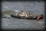 US Coast Guard cutter, ""Woodrush"", breaking ice"