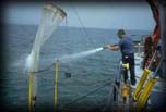 University of Michigan research vessel, "Laurentian" - rinsing plankton net