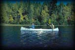 Canoeing on lake in Superior National Forest, Minnesota