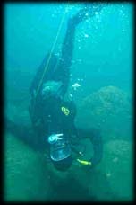 Scuba diver at Knife Island, Lake Superior, Minnesota