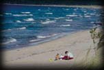 Family on beach, Lake Superior AuTrain Bay, Michigan