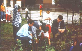 photo showing students participating in a landscape project