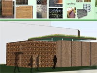 Drawings of a temporary outdoor public rest room structure using reclaimed and natural materials. Honorable mention in the Lifecycle Building Challenge International Student Building Category.
