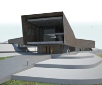 Drawing of a Center for Ecological and Urban Recovery in Los Angeles State Historic Park. Winner of the Lifecycle Building Challenge Best Green Job Creation Award.