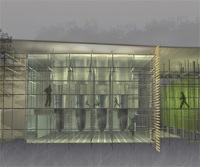 Drawing of The Worm Bar a temporary pavilion structure. Winner of the Lifecycle Building Challenge International Student Building Category.
