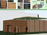 Drawings of a temporary outdoor public rest room structure using reclaimed and natural materials.  Honorable mention in the Lifecycle Building Challenge International Student Building Category.
