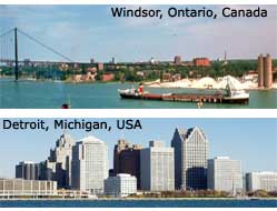 photo of Windsor, Ontario Canada and Detroit, Michigan, USA