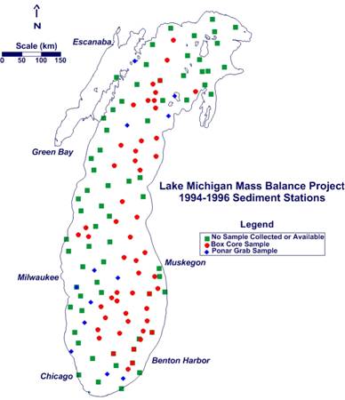 chart of Lake Michigan sampling stations