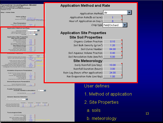 computer interface screen; application method and rate along with site properties are highlighted