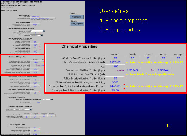 computer interface screen;  chemical properties highlighted