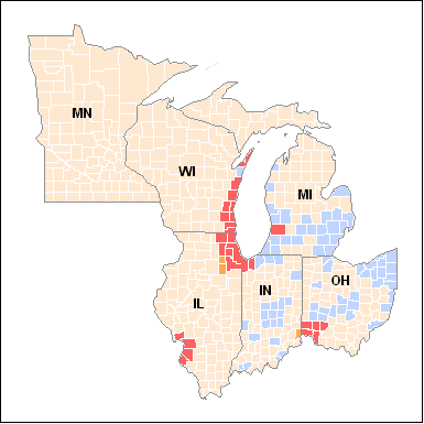 Map showing designations for region 5