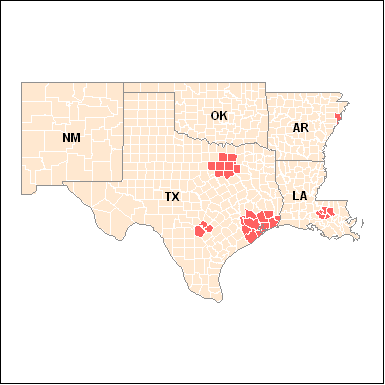 Map showing designations for region 6