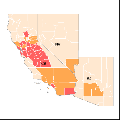 Map showing designations for region 9