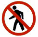 pictogram hazard sign for don't walk or do not enter.