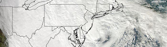 satellite image of Sandy approaching the mid-Atlantic coast