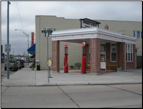 A former gas station in reuse along the Lincoln Highway in Ogallala, Nebraska.