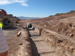 Sections of large drainage pipe like this when joined together will drain stormwater away from Sunrise Landfill