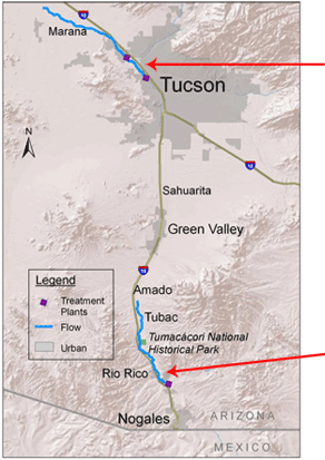 map showing areas of river survey