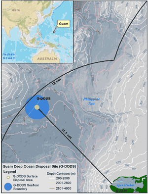 map of guam and ocean disposal site