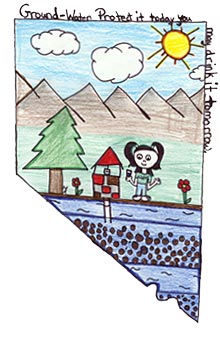 "Groundwater - Protect it Today, You May Drink It Tomorrow" Nevada Division of Environmental Protection Groundwater Branch. Winning drawing held in a contest at Nevada grade schools to develop a logo for the Nevada groundwater protection efforts.