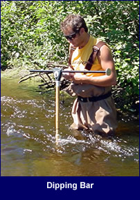 Photo of a scientist using a Dipping Bar.  Click for larger image.