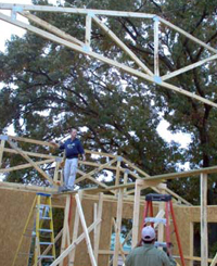 Wooded tresses being put up in a house