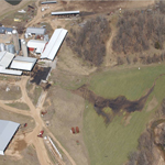 Aerial photo showing waste from CAFO